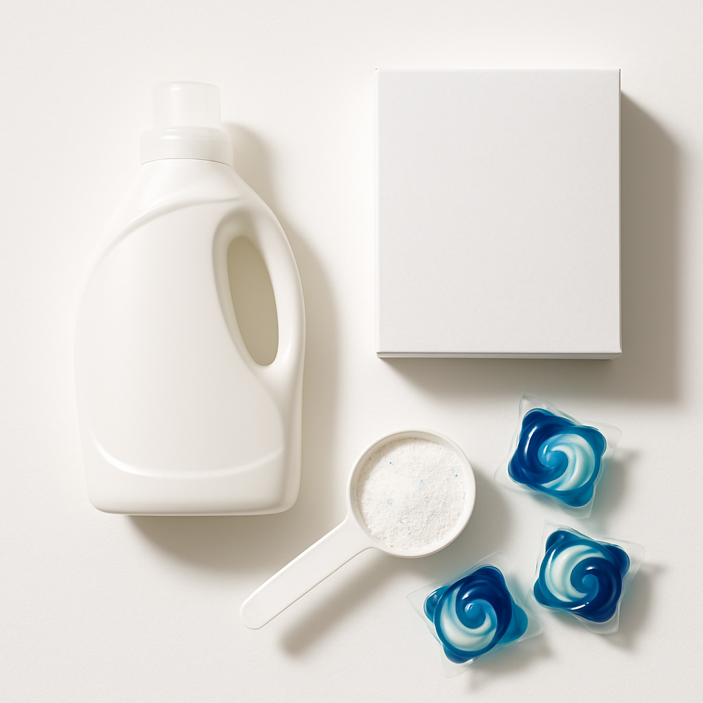 Best laundry detergent NZ - liquid powder and pods comparison flat lay