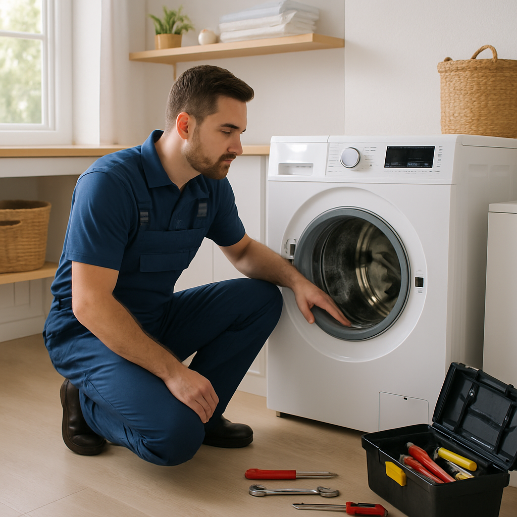 Washing machine repair vs replace NZ - technician assessing appliance in Auckland home