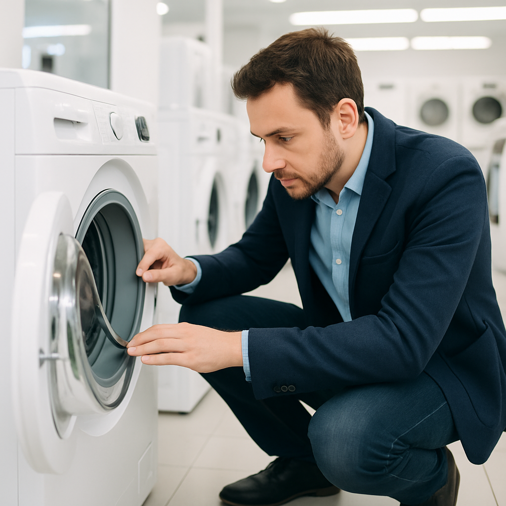 Inspecting a second-hand washing machine before buying in Auckland NZ