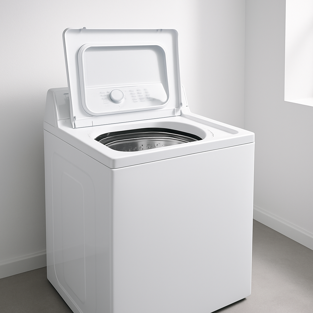 Top load washing machine NZ with open lid showing drum interior