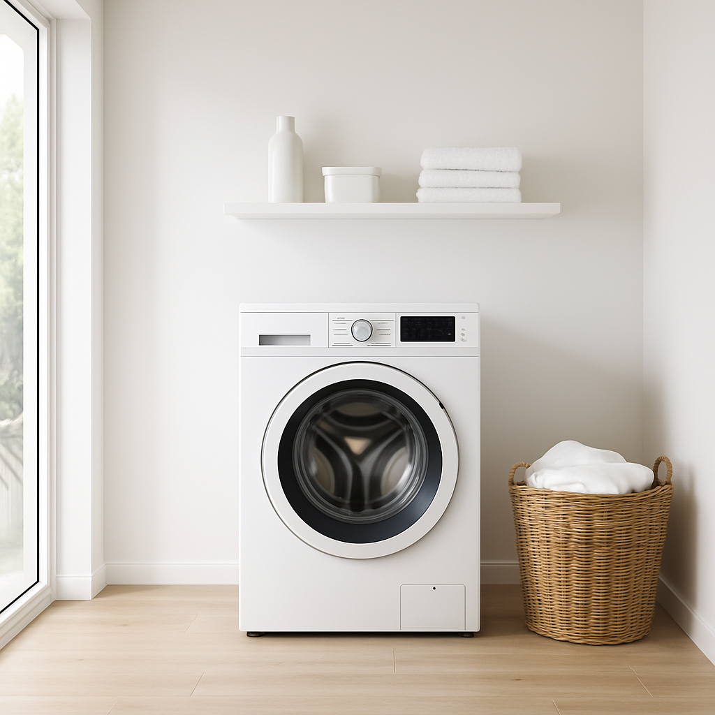 Washing machine buying guide NZ - modern front load washer in Auckland laundry room