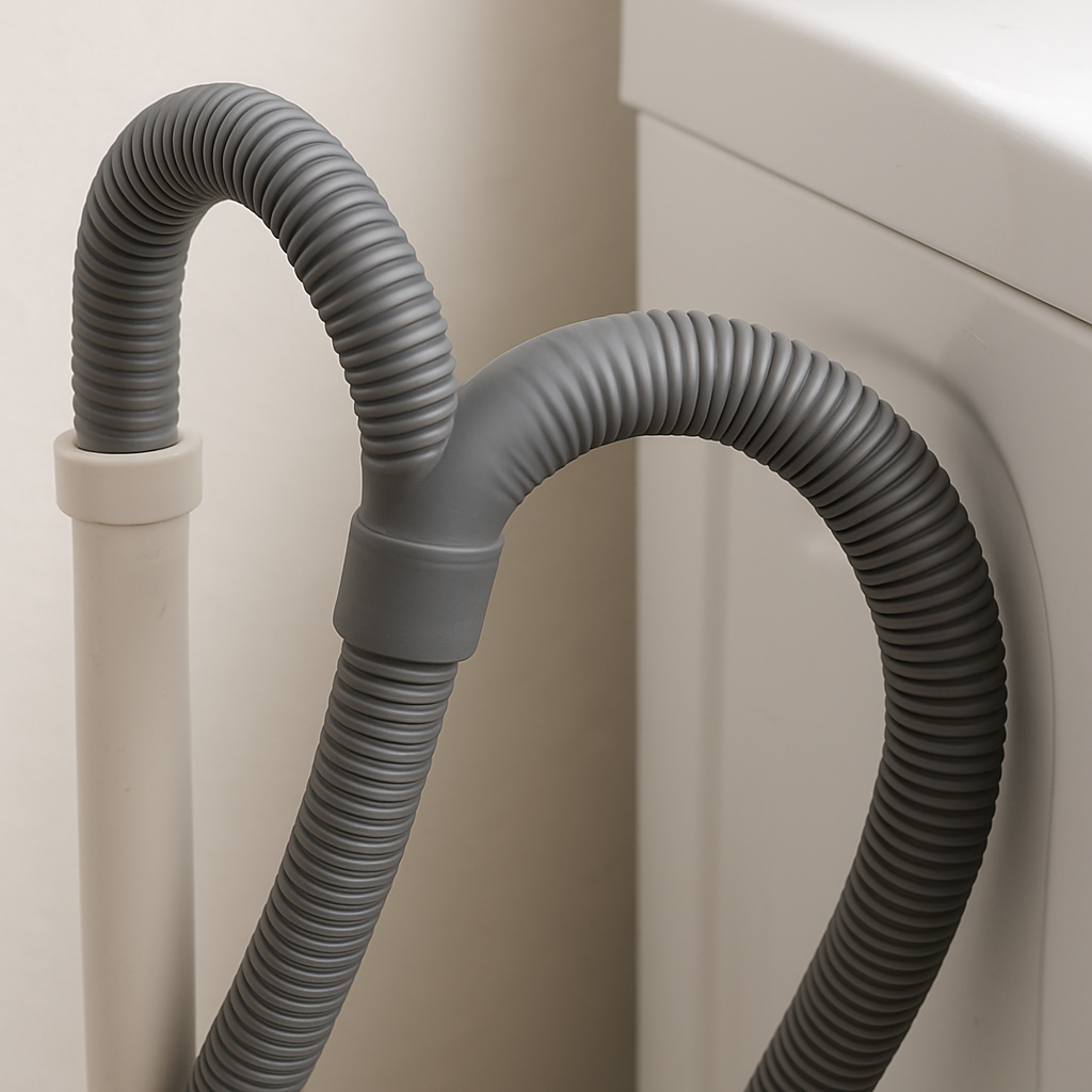 Washing machine drain hose inspection NZ - checking for kinks and blockages